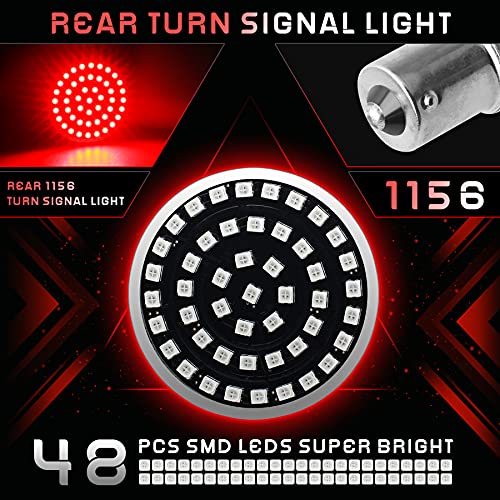 QUASCO Led Turn Signal Lights 1157 Front + 1156 Rear Blinkers with Smoked Lens for 2 Inch Bullet Housing Compatible with Harley Dyna Sportster Softail Road Street Glide Road King Cruiser Turing - Image 3