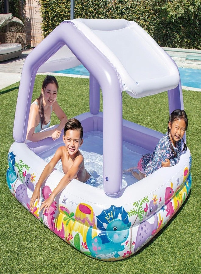 VWretails Inflatable Kids Swimming Pool with Sun Shade Canopy 57470, Square Paddling Pool for Toddlers & Children, Soft Inflatable Floor, 295 litres Capacity (157 x 157 x 122 cm) - Image 5