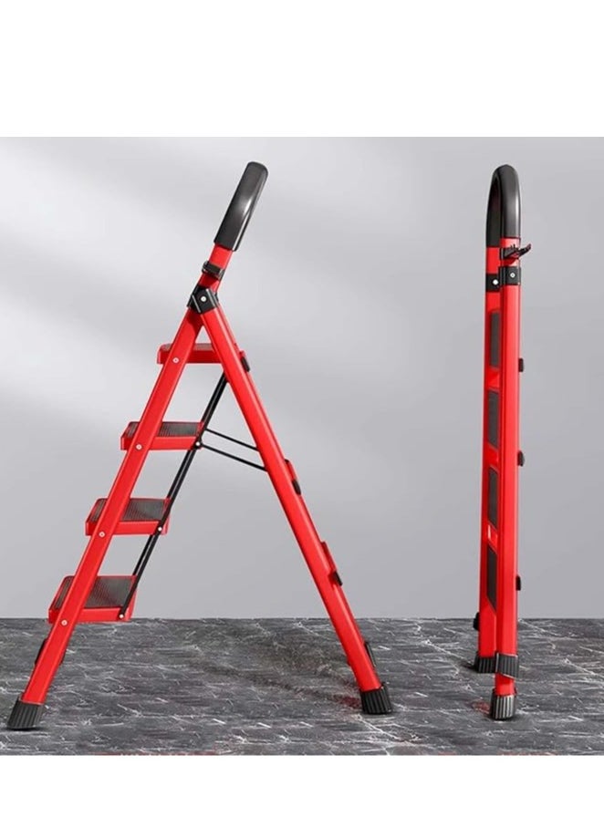 Arabest - Easy to use and Carry Telescopic Ladder Foldable Ladder Home Kitchen Closet Library Ladders, 4 Step Folding Lightweight Stepladder with Tool Shelf for Garage, Hot Tub & Indoor - Image 1