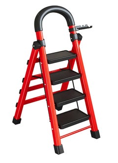Easy to use and Carry Telescopic Ladder Foldable Ladder Home Kitchen Closet Library Ladders, 4 Step Folding Lightweight Stepladder with Tool Shelf for Garage, Hot Tub & Indoor
