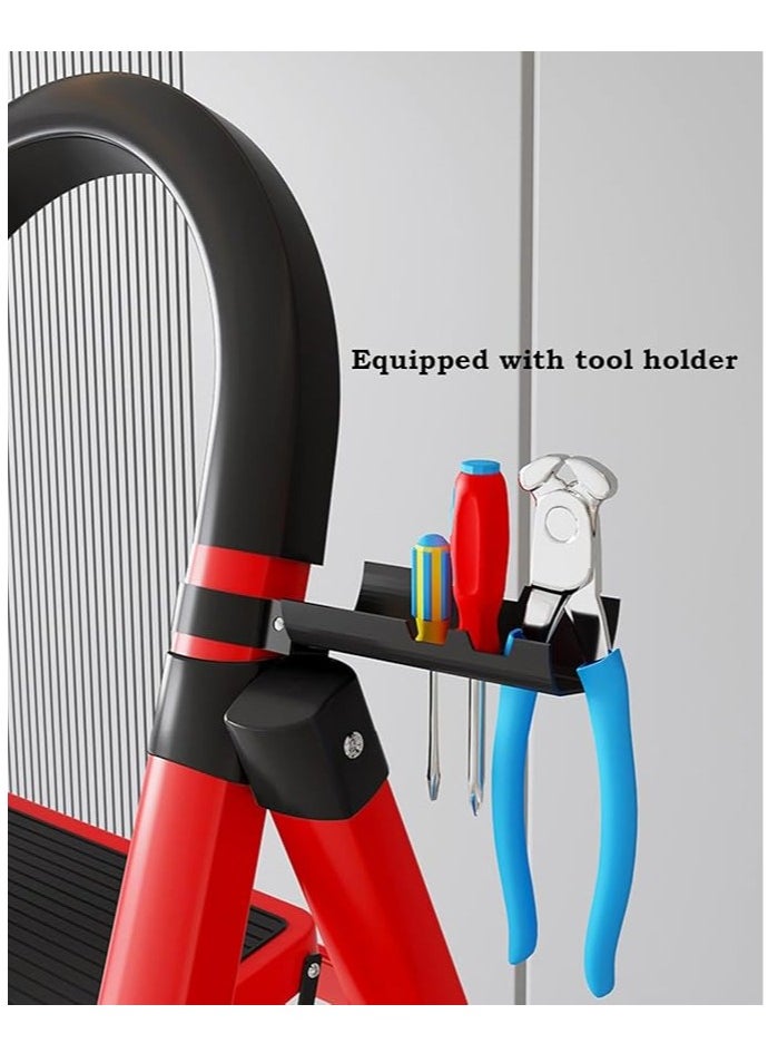 Arabest - Easy to use and Carry Telescopic Ladder Foldable Ladder Home Kitchen Closet Library Ladders, 4 Step Folding Lightweight Stepladder with Tool Shelf for Garage, Hot Tub & Indoor - Image 1