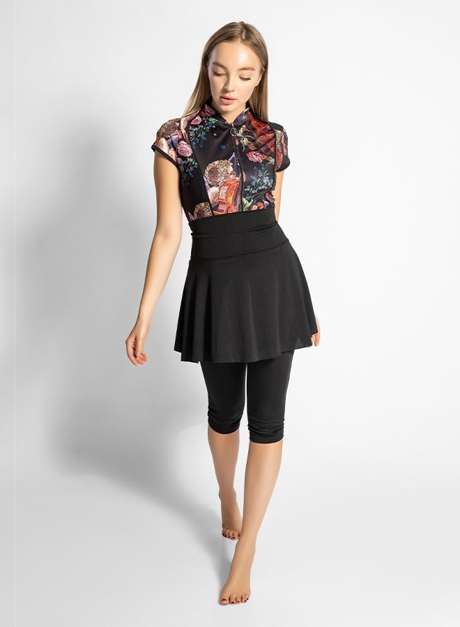 منيرفا سيكرت جريك فلورا - طقم سباحة قطعة واحدة بتنورة وشورت - Image 1