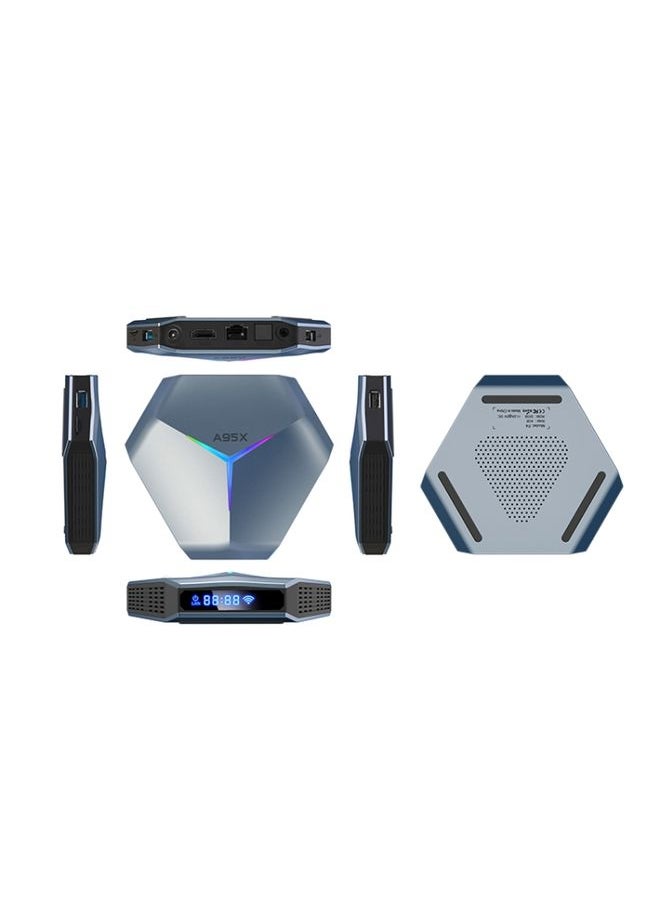 A95X F4 8K UHD Smart TV BOX Android 10.0 Media Player with Remote Control, Amlogic S905X4 Quad Core Cortex-A55 up to 2.0GHz, RAM: 2GB, ROM: 16GB, 2.4GHz/5GHz WiFi, Bluetooth, UK Plug((Metallic Blue))