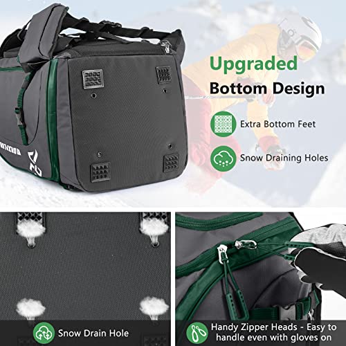 MORXPLOR Ski Boot Bag Backpack, 60L padded Ski Gear Bag & Snowboard Boot Bag,Large Capacity Waterproof Ski Travel Bag & Ski Boot Travel Backpack for Helmet,Goggles,Gloves,Skis,Snowboard Gear - Image 4