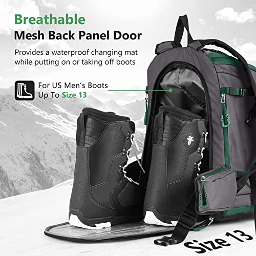 MORXPLOR Ski Boot Bag Backpack, 60L padded Ski Gear Bag & Snowboard Boot Bag,Large Capacity Waterproof Ski Travel Bag & Ski Boot Travel Backpack for Helmet,Goggles,Gloves,Skis,Snowboard Gear - Image 3