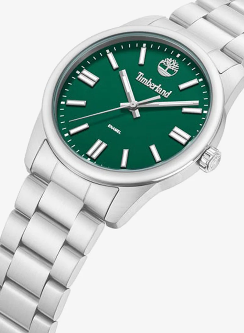 Timberland Midnight Mine Green Dial Stainless Steel Bracelet Analog Watch for Men, 42mm