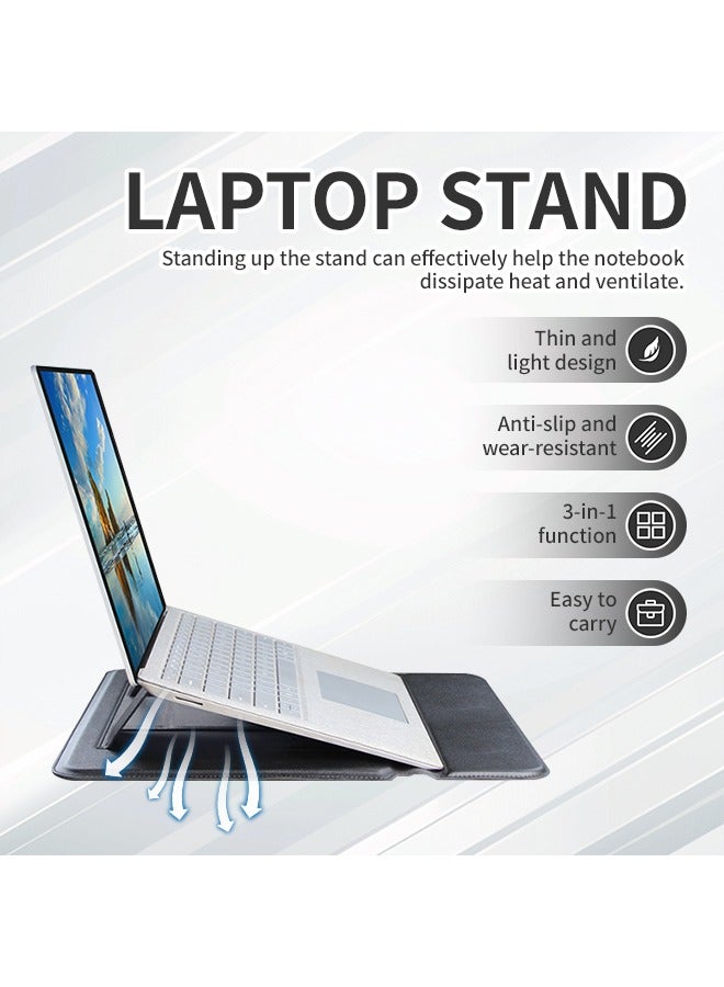 3-In-1 Laptop Case 15.4" Mouse Pad Portable Business Briefcase With Stand Ultra-Thin Computer Bag Leather Waterproof Workbench Compatible With Storage Bag/Mouse Pad/Stand  - Image 3