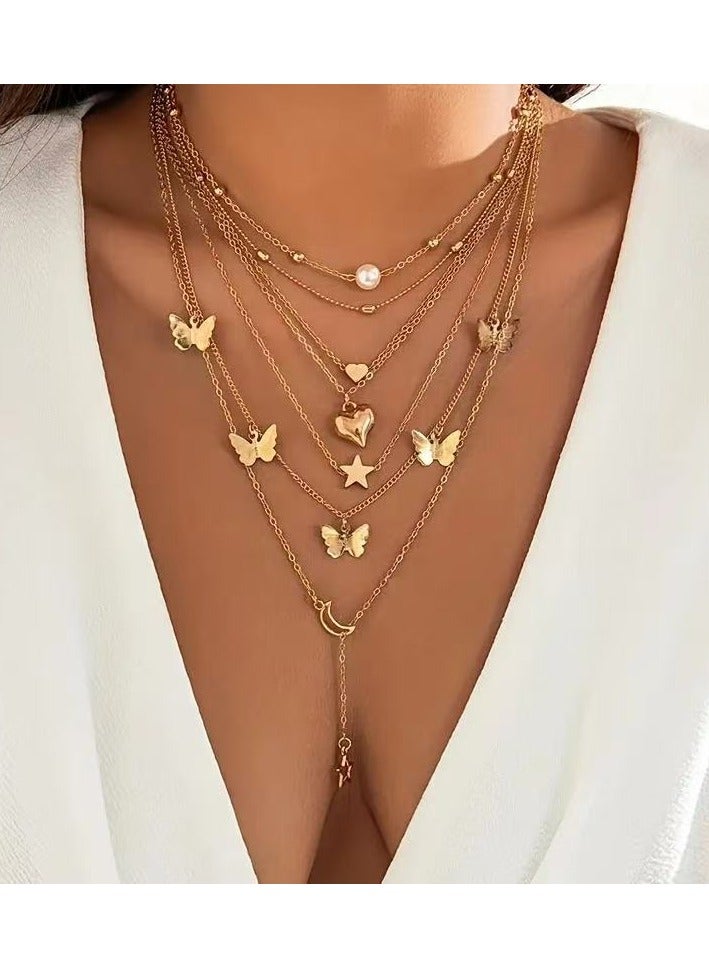 Goolsky Vintage Style Butterfly Choker Necklace Set with Chain Details - Daily Wear for All Seasons - Image 1