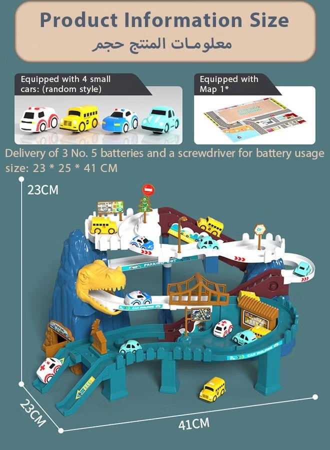 Toy Car Ramp Track Dinosaur Climbing Hills Railcar Colorful Vehicles Construction Play Set with 10 Mini Racer Cars Racing Track Game Set, Sliding Car Toy, for Preschool Gifts Kids Ages 3 Years and Older - Image 2