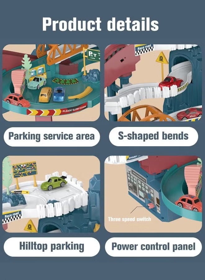 Toy Car Ramp Track Dinosaur Climbing Hills Railcar Colorful Vehicles Construction Play Set with 10 Mini Racer Cars Racing Track Game Set, Sliding Car Toy, for Preschool Gifts Kids Ages 3 Years and Older - Image 5