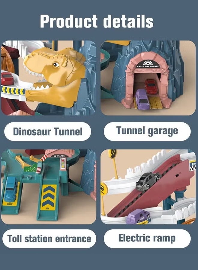 Toy Car Ramp Track Dinosaur Climbing Hills Railcar Colorful Vehicles Construction Play Set with 10 Mini Racer Cars Racing Track Game Set, Sliding Car Toy, for Preschool Gifts Kids Ages 3 Years and Older - Image 4