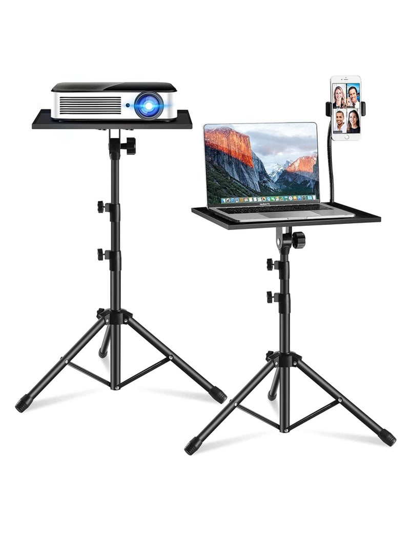 ELTRAZONE حامل جهاز العرض، حامل كمبيوتر محمول محمول قابل للتعديل الارتفاع من 16 إلى 35 بوصة، حامل ثلاثي القوائم طويل قابل للطي للكمبيوتر للاستخدام الداخلي والخارجي (مع حامل هاتف) - Image 1