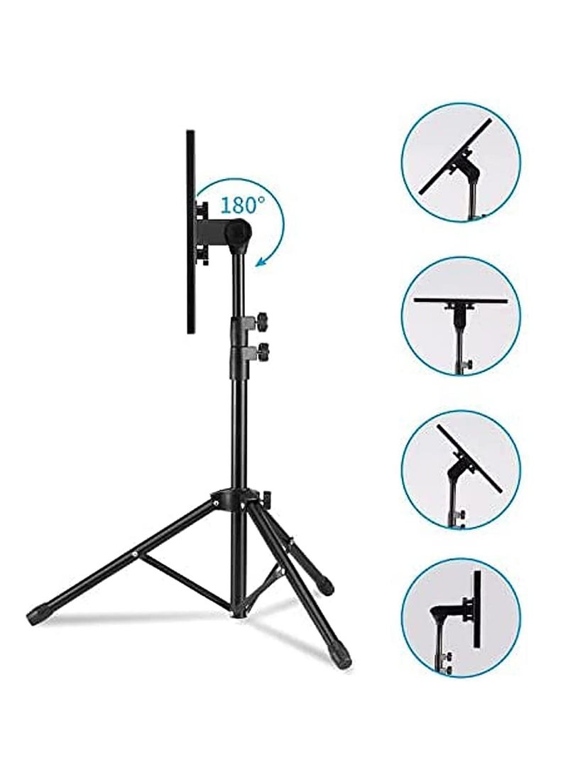 ELTRAZONE حامل جهاز العرض، حامل كمبيوتر محمول محمول قابل للتعديل الارتفاع من 16 إلى 35 بوصة، حامل ثلاثي القوائم طويل قابل للطي للكمبيوتر للاستخدام الداخلي والخارجي (مع حامل هاتف) - Image 3