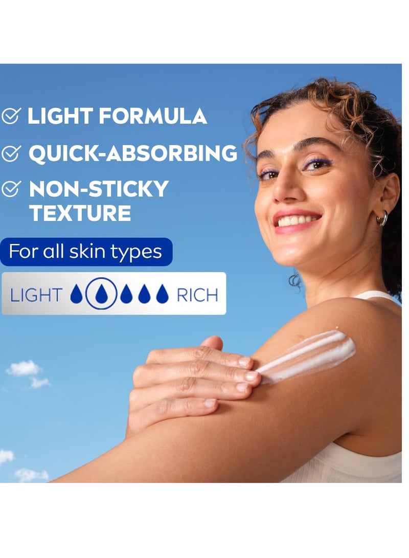 NIVEA Body Lotion Natural Glow, Cell Repair with UVA/UVB filters and SPF 15 | 50X Vitamin C for Even Skin Tone| Light MOISTURISING, non-greasy formula with an instant cooling sensation| Gives Glowing Skin - For Men & Women | 400 ml - Image 5