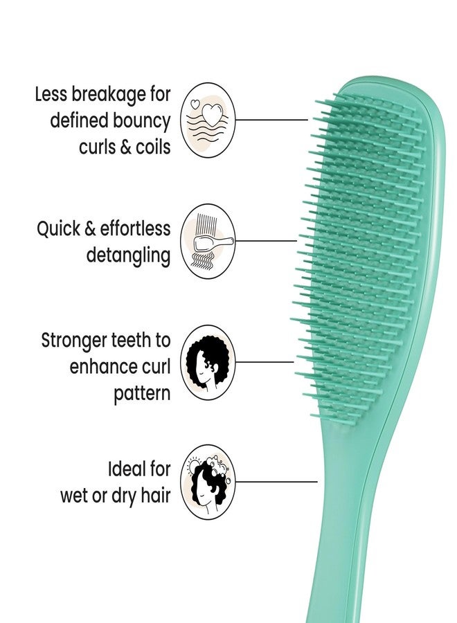 Tangle Teezer Ultimate Detangler Curly Hair Brush, Dry & Wet Hairbrush, Reduces Frizz & Breakage, for 3C to 4C Curly Hair Types, Aqua Green - Image 4
