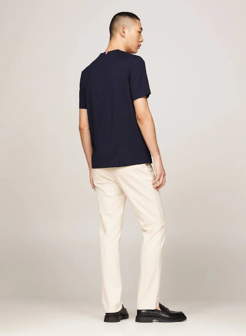 TOMMY HILFIGER Men's Hilfiger Stripe Short Sleeve T-Shirt - Cotton, Blue