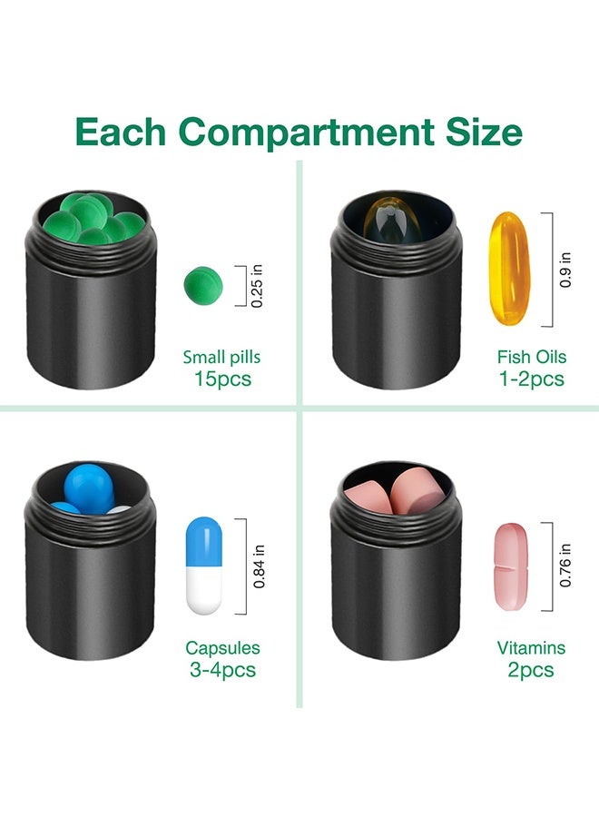 Portable Metal Keychain Pill Box with 3 Compartments, Waterproof Mini Travel Pill Holder Case, Small Pill Container Organizer for Purse, Pocket and Daily Medication Carry, Black - Image 4