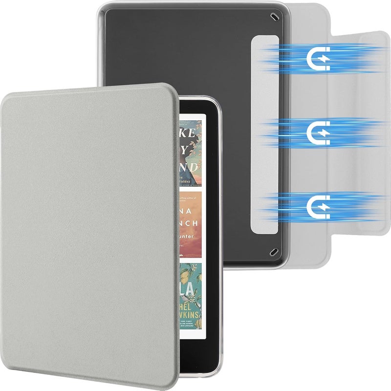 SESENSE Detachable Magnetic Case for 7'' Kindle Paperwhite 12th Gen 2024 and Kindle Colorsoft Signature Edition, Slim PU Shell Cover Case with Auto Wake/Sleep, Grey - Image 1