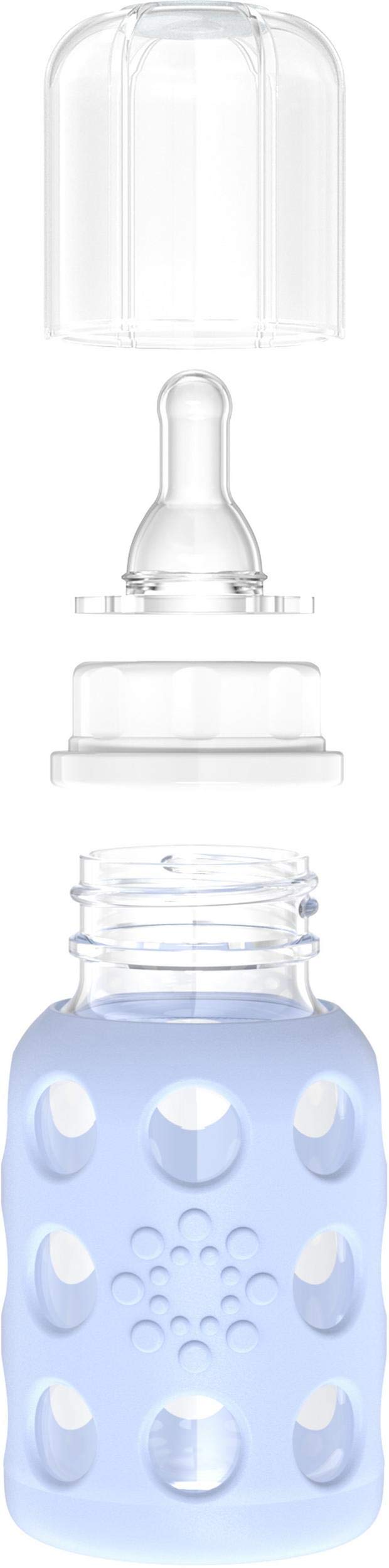 Lifefactory Glass Baby Bottle with Stage 1 Nipple and Protective Silicone Sleeve Blanket 4 Oz - Image 4