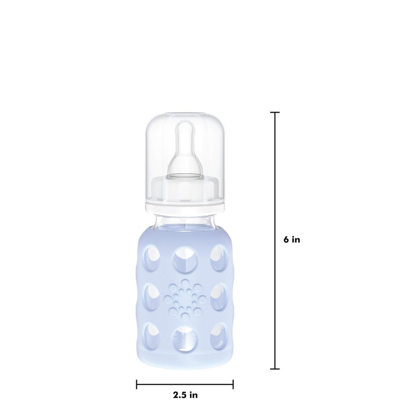 Lifefactory Glass Baby Bottle with Stage 1 Nipple and Protective Silicone Sleeve Blanket 4 Oz - Image 5