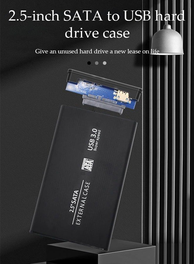 حاوية قرص صلب خارجي، حاوية قرص صلب خارجي عالمية بحجم 2.5 بوصة، تحويل SATA إلى USB3.0، واجهة SATA تدعم الأقراص الصلبة التسلسلية، باللون الأسود - Image 3