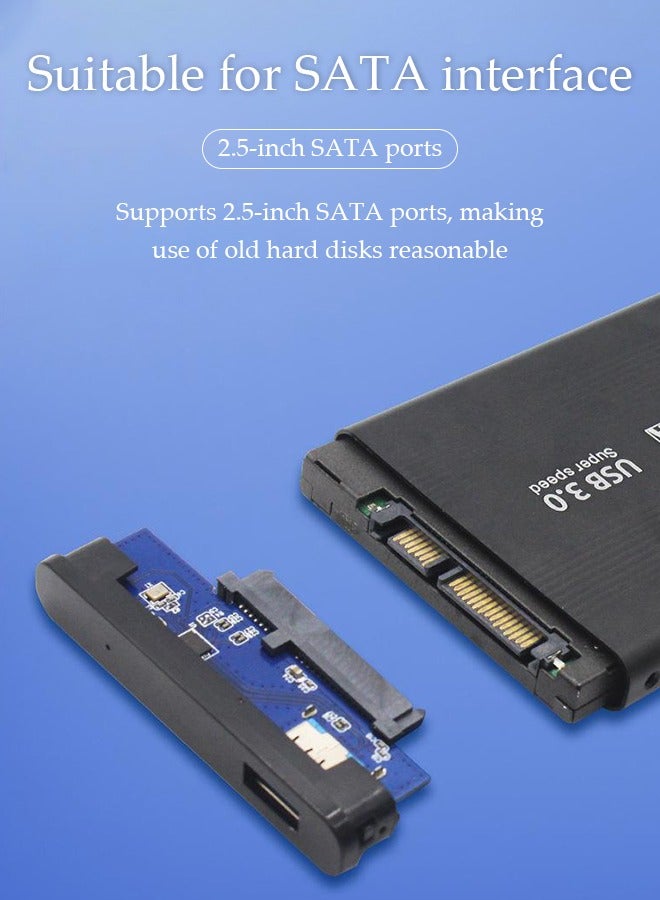 حاوية قرص صلب خارجي، حاوية قرص صلب خارجي عالمية بحجم 2.5 بوصة، تحويل SATA إلى USB3.0، واجهة SATA تدعم الأقراص الصلبة التسلسلية، باللون الأسود - Image 5
