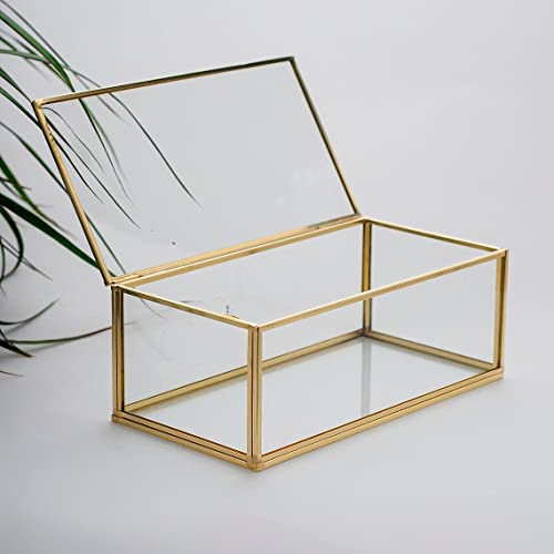 ARTINCO Art India Collections Vintage Rectangular Brass Glass Box, Jewelry Organizer, Decorative Accent, Wedding Bridal Party Gift Box, Candy Table Decorative Container Box 20x11x8 cm - Image 2