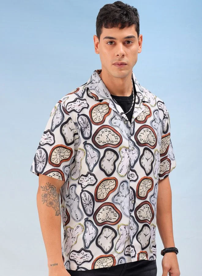 شركة المرآب الهندية Men Oversized Vintage Half Sleeves Cuban Collar Street Wear Shirt