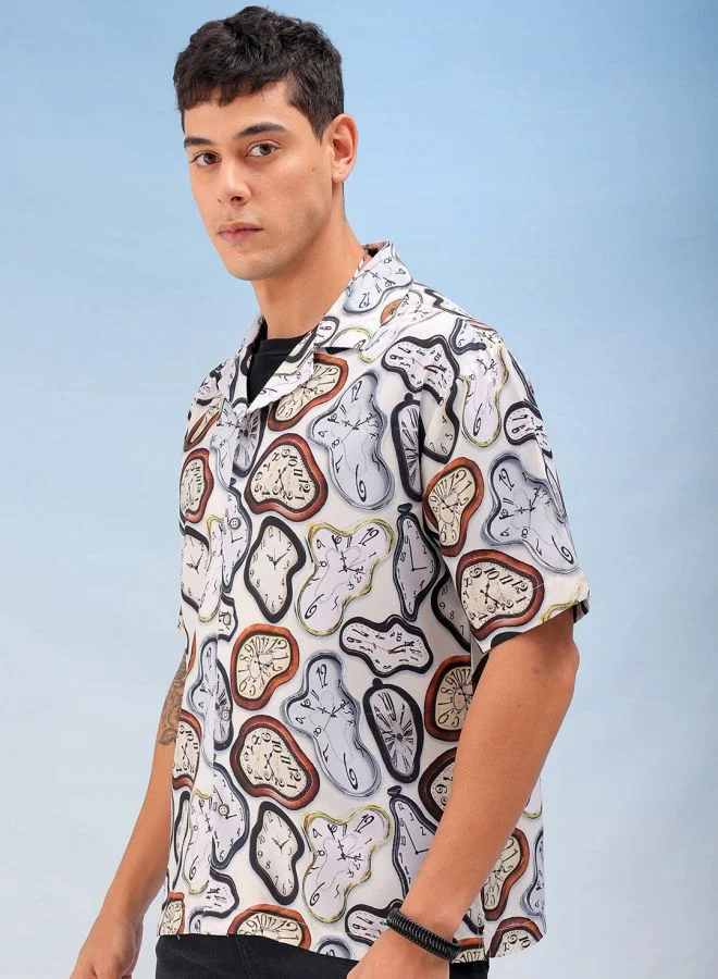 شركة المرآب الهندية Men Oversized Vintage Half Sleeves Cuban Collar Street Wear Shirt