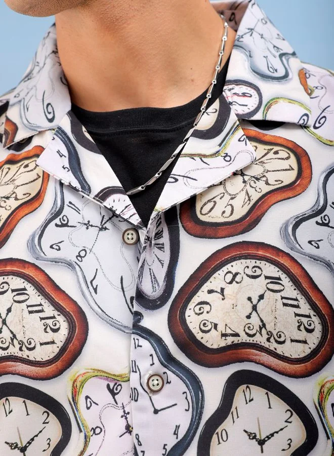 شركة المرآب الهندية Men Oversized Vintage Half Sleeves Cuban Collar Street Wear Shirt