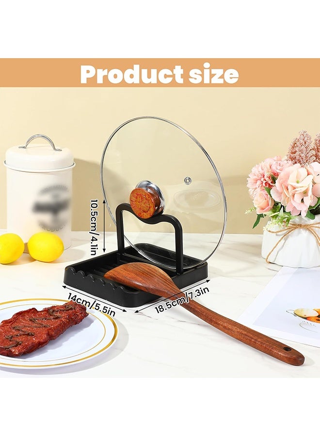 Spoon and Lid Holder,Spoon and Lids Rest Black Pot Lid Holder Multifunctional Spatula Holders While Cooking for Stovetop and Kitchen Counter - Image 2