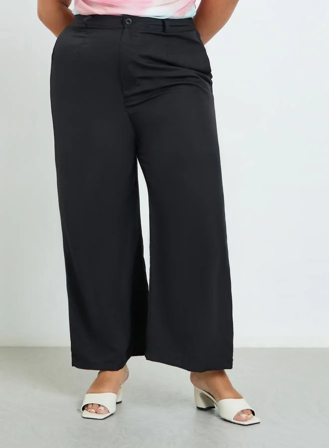 ستايلي بنطال بأرجل واسعة مقاس كبير للسيدات