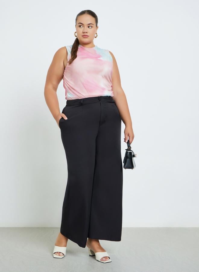 Styli Women Plus Size Black Wide Leg Trousers - Image 1