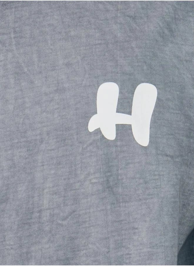 ستايلي Acid Washed Graphic Print Oversized Hoodie