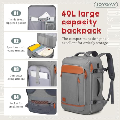 Joyway Expandable Carry on Luggage Sets Airline Approved, Lightweight Hard Shell 20 Inch Carry-on Suitcase with Spinner Wheels - Image 3