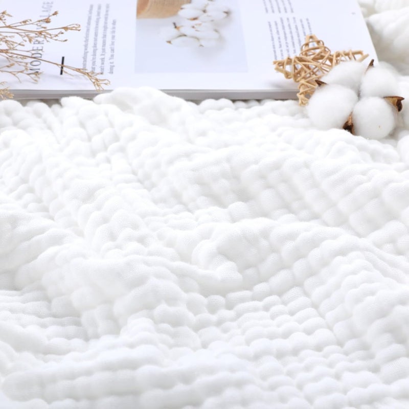YOOFOSS Muslin Blanket 100% Cotton Summer Blankets Large Twin Size 60" x 80" for Bed Couch 6-Layer Gauze Blanket for Adults Lightweight and Breathable White - Image 3