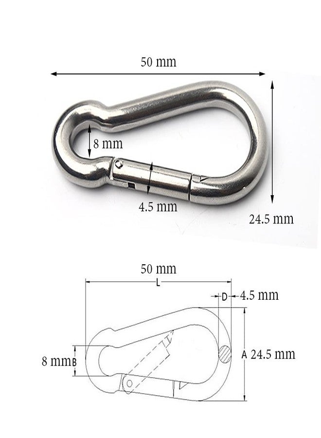 ReNext Set of 4-2 Inch Stainless Steel 304 Spring, Snap, Link, Hook, Clip Carabiner-Keychain, Keyring/Camping/Fishing/Traveling/Hiking/Dog Leash...etc.. Set of 4 (Not Used for Climbing) - Image 2