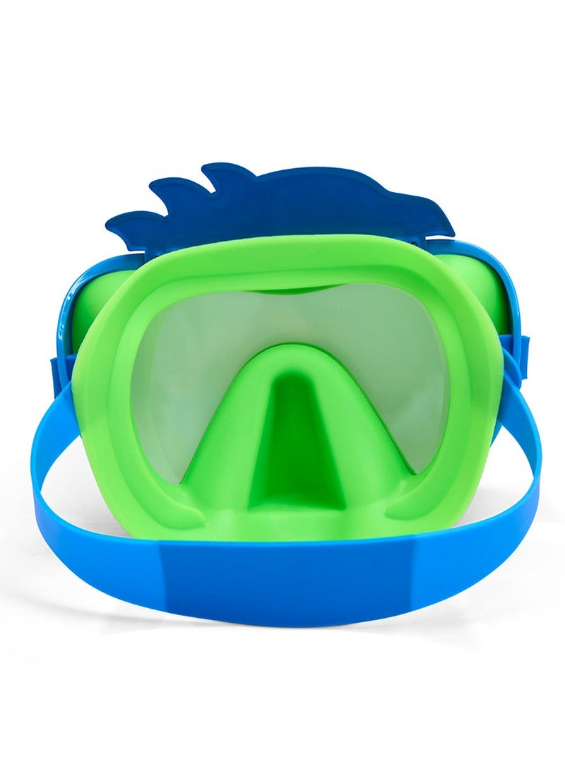 Aqua2ude - Aqua2ude Dino Blue Green Kids Swim Mask, Anti-Fog, UV Protection, Leak-Proof, Wide Field of Vision, Comfortable Full-Face Design for Boys & Girls, Perfect for Pool & Beach - Image 1
