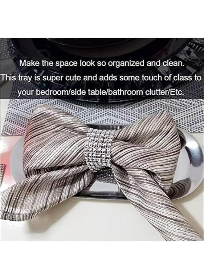 يوڠام صينيتان تزيين من الفولاذ المقاوم للصدأ بطول 7 بوصات – صحن مجوهرات، منظم لمستحضرات التجميل، صينية تقديم لتنظيم فوضى الحمام، صينية تخزين صغيرة - Image 4