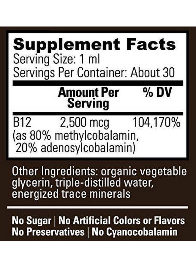 global healing center Vegansafe B12 2500 Mcg Organic Sublingual Liquid Drops; 2In1 Methylcobalamin & Adenosylcobalamin Blend For Energy Mood And Heart Health 1 Fl Oz (2Pack) - Image 4