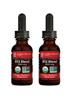 global healing center Vegansafe B12 2500 Mcg Organic Sublingual Liquid Drops; 2In1 Methylcobalamin & Adenosylcobalamin Blend For Energy Mood And Heart Health 1 Fl Oz (2Pack)  - Image 1