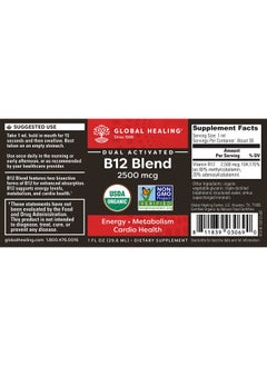 global healing center Vegansafe B12 2500 Mcg Organic Sublingual Liquid Drops; 2In1 Methylcobalamin & Adenosylcobalamin Blend For Energy Mood And Heart Health 1 Fl Oz (2Pack)  - Image 3