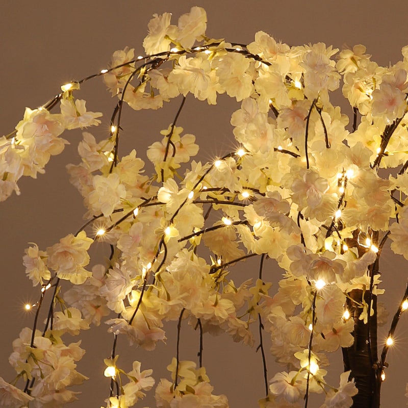OUSHENG Lighted Cherry Blossom Tree LED Artificial Trees for Decoration Inside, Light up Fake Plant with Faux Flower for Home Wedding Party Festival Christmas Indoor Decor, Warm White, 4FT - Image 2