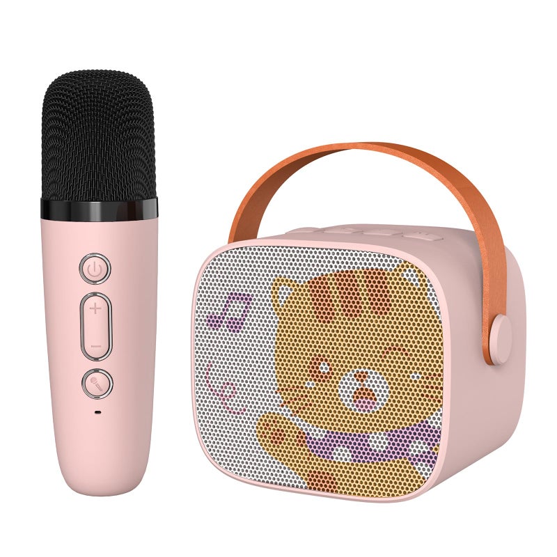 Snowall Mini Karaoke Machine for Kids Portable Bluetooth Speaker with Wireless MicrophoneKids Music Player Toys for Girls and Boys34 5 6 7 8 Years Old Teens Birthday PinkCat - Image 2
