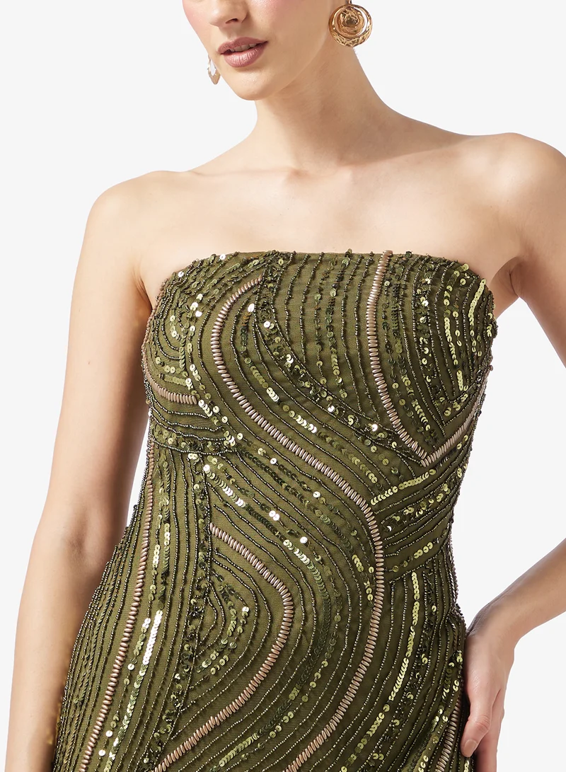 Namshi x  Bandeau Beaded Embellished Dress for Women | Best Price UAE