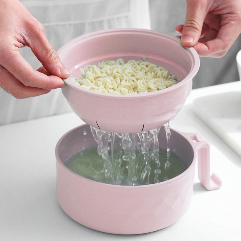 Layron Layron Ramen Cooker Ramen Bowl Set with Chopsticks Microwave Noodle Bowl College Dorm Room Essentials for Girls for Boys Apartment Essentials pink - Image 5