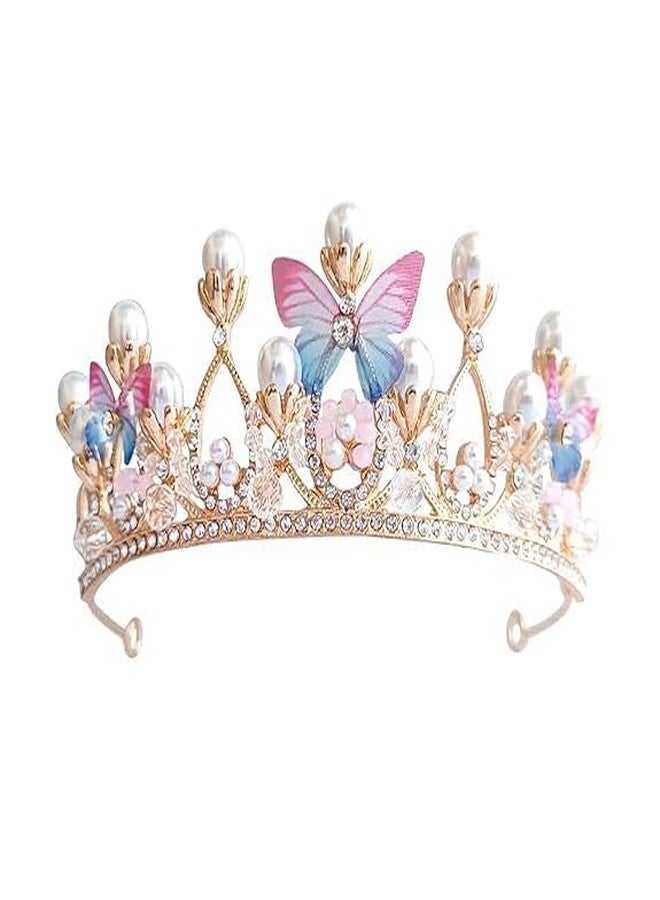 TENDULA Girls Crystal Tiara Crown Women Flower Butterfly Princess Headband Gift for Wedding Prom Birthday Party Pageant Christmas Hair Accessories Costume Party Performance Disc Hair Model Catwalk Jewelery - Image 1