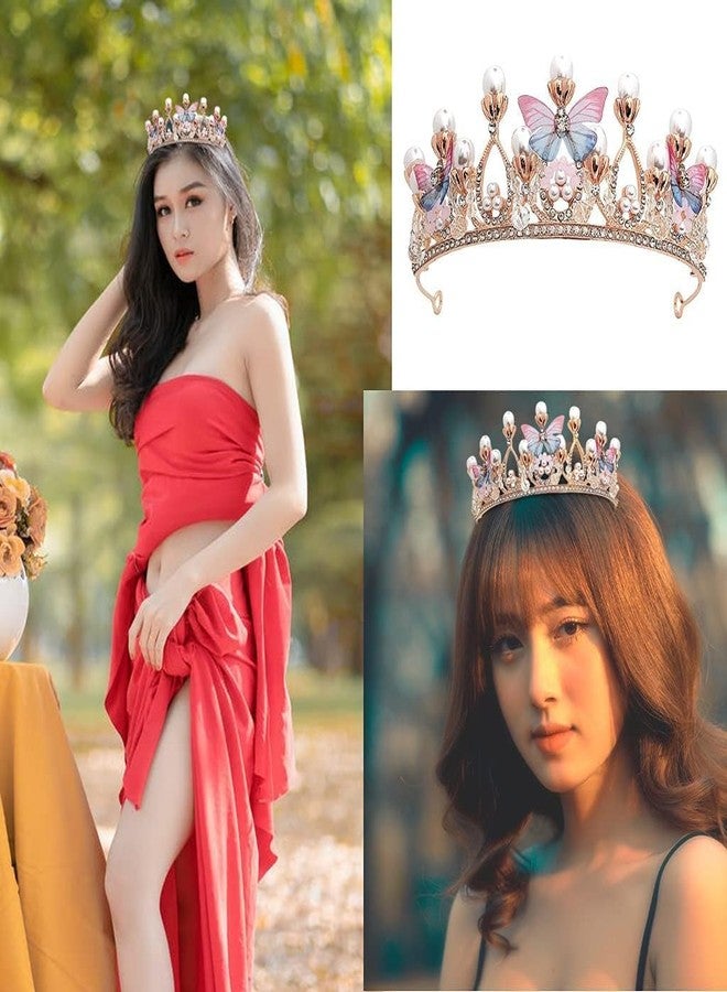 TENDULA Girls Crystal Tiara Crown Women Flower Butterfly Princess Headband Gift for Wedding Prom Birthday Party Pageant Christmas Hair Accessories Costume Party Performance Disc Hair Model Catwalk Jewelery - Image 2