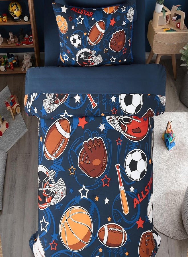 Wink Deer Twin Comforter Set for Boys-5 Pieces Sports Ball Games Glow in The Dark Twin Bedding Sets for Kids, Ultra Soft Bed in A Bag with Sheets - Image 5