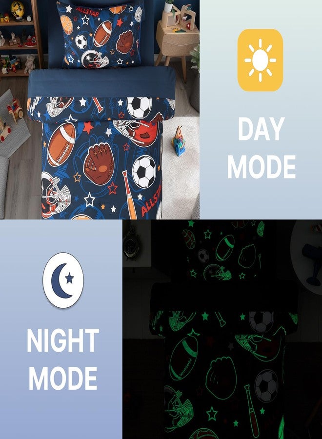 Wink Deer Twin Comforter Set for Boys-5 Pieces Sports Ball Games Glow in The Dark Twin Bedding Sets for Kids, Ultra Soft Bed in A Bag with Sheets - Image 4